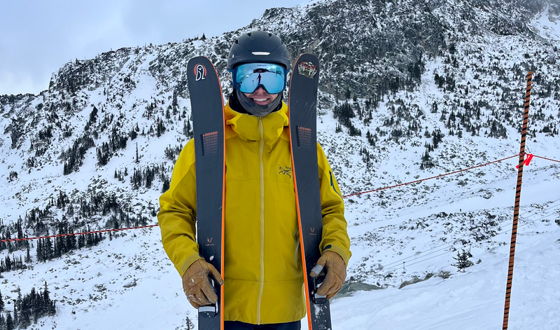 Will with his Blizzard Rustler 10 skis on the mountain.