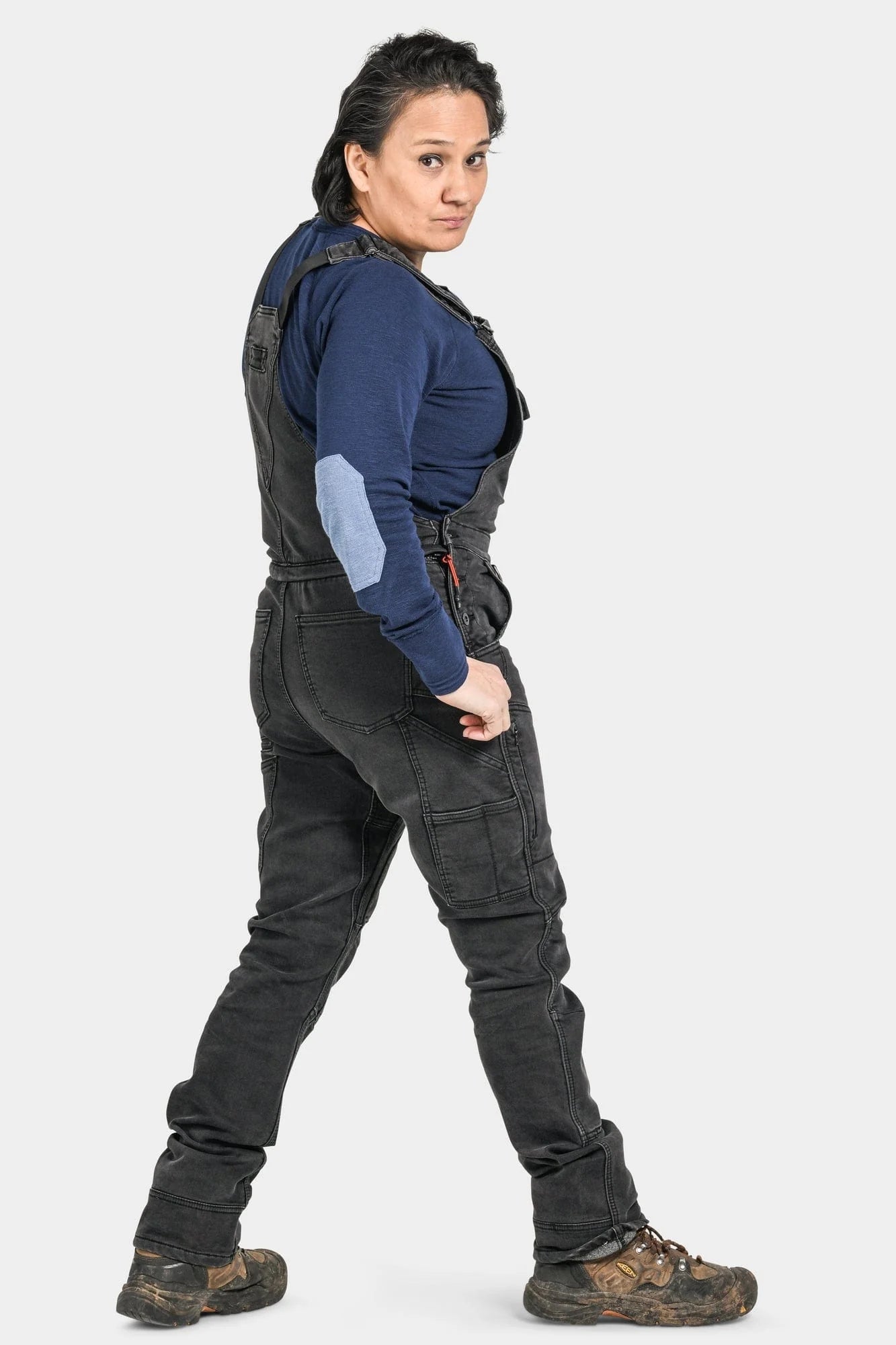 Womens Freshley Overall Drop Seat - Black Thermal Denim