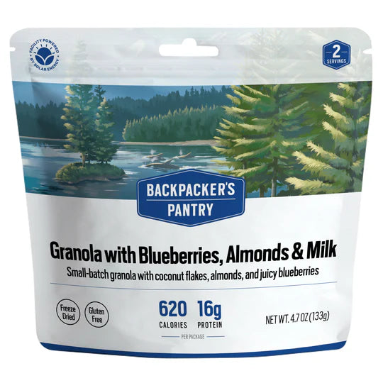 Granola with Blueberries, almonds, & milk