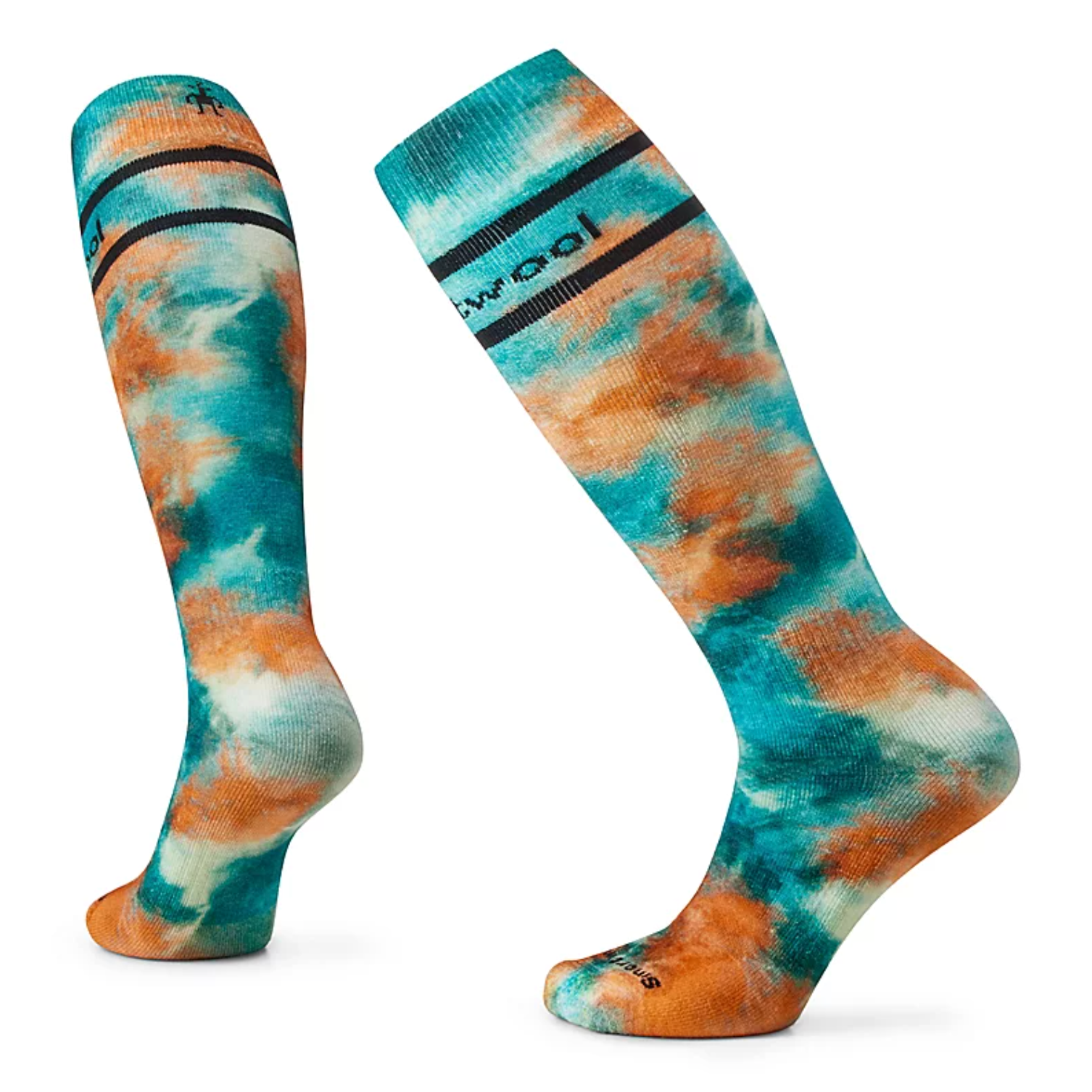 Women's Ski Full Cushion Tie Dye Print Over The Calf Socks