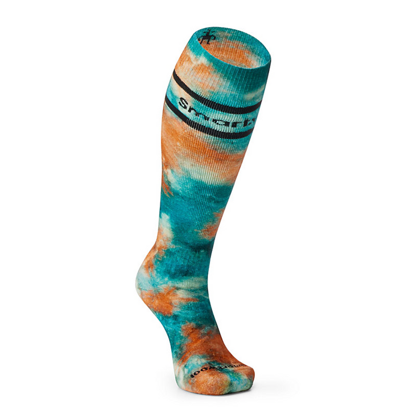 Women's Ski Full Cushion Tie Dye Print Over The Calf Socks