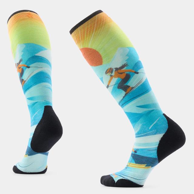 Women's Ski Steep Days Print Over the Calf Socks Serene Blue
