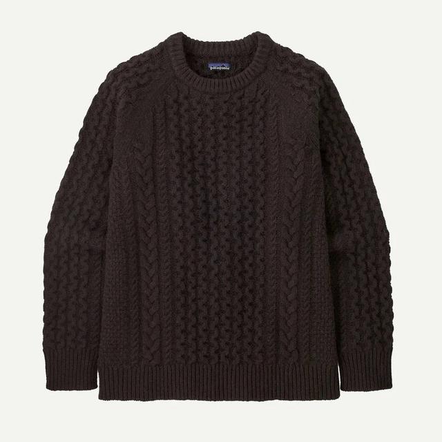 Recycled Wool-Blend Cable Knit Crewneck Sweater