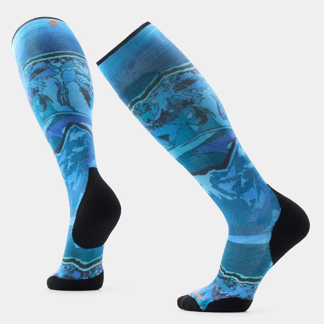 Ski Storm Peak Print Over the Calf Socks Nightfall Blue