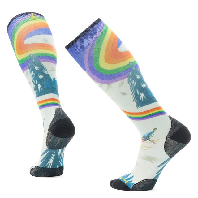 Ski Rainbow Trails Print Over The Calf Socks