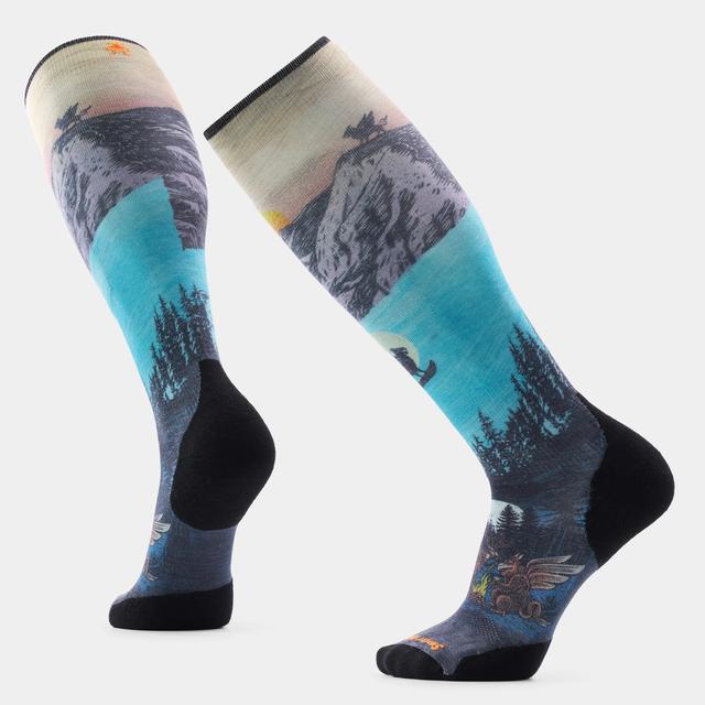 Ski Winter Phase Print Over the Calf Socks Purple Dawn