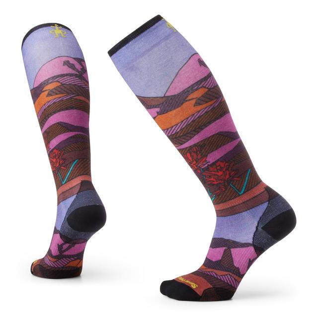 Women's Ski Zero Cushion Floral Field Print Over The Calf Socks