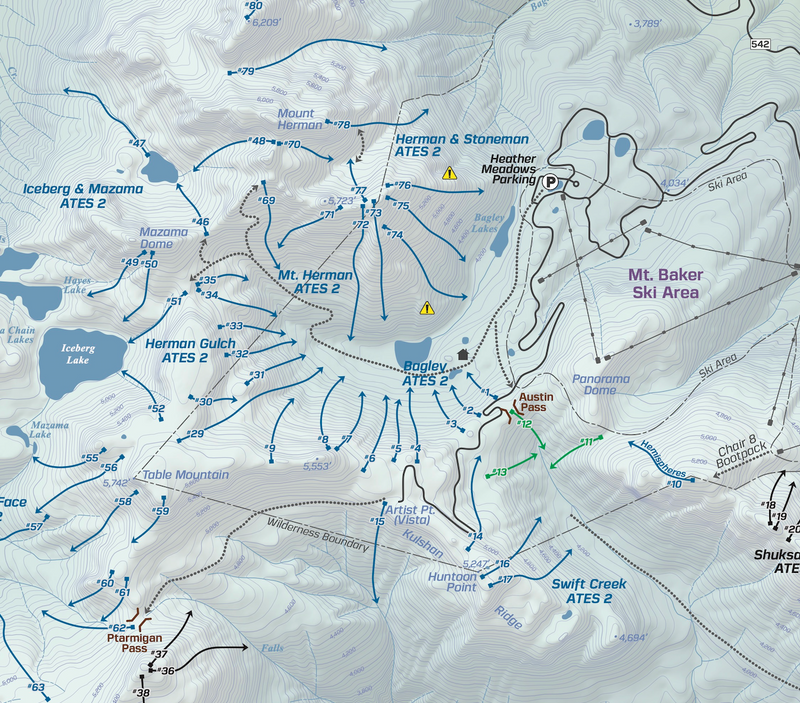 Backcountry Ski Map: Mount Baker, Washington