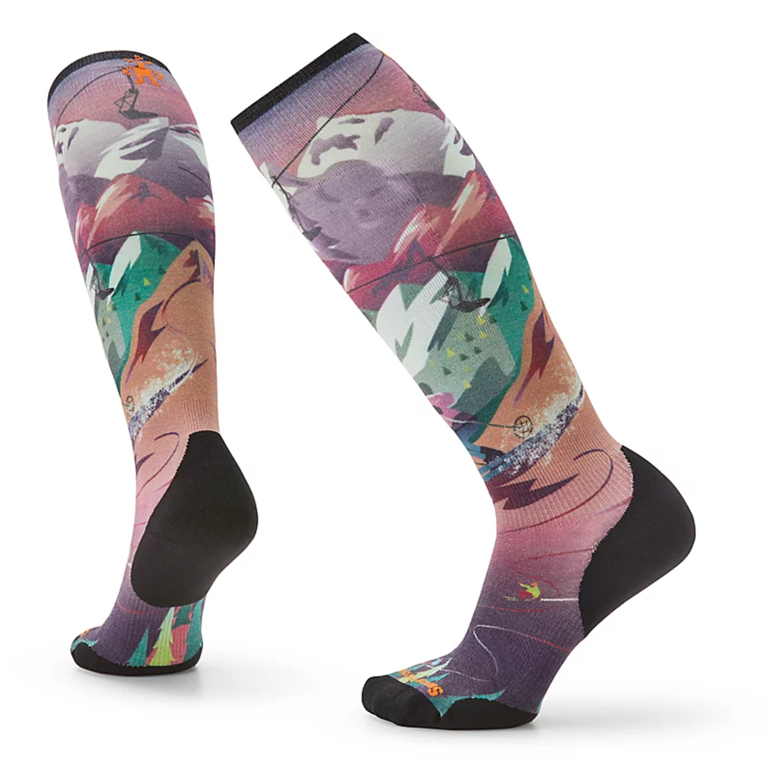 Women's Ski Targeted Cushion Lift Bunny Print OTC Socks